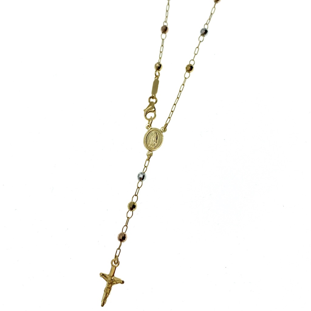14kt Gold Tri Color Rosario Bracelet